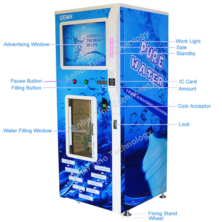 Automatic Cleaning Bottle 5 Gallon Pure Water Vending Machine